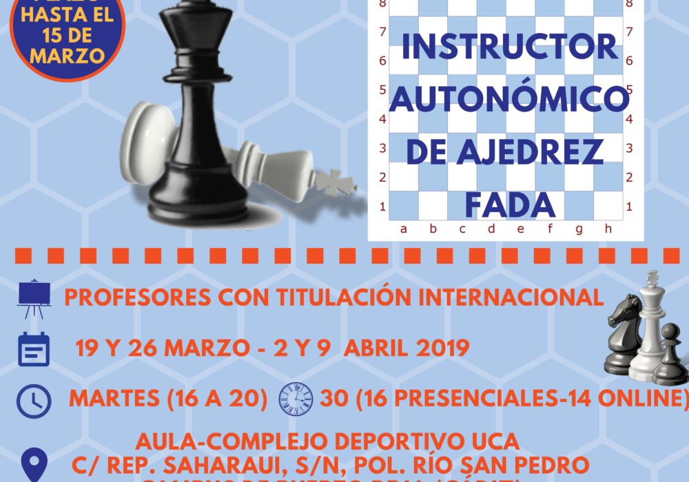 AJEDUCA, realizará un curso Oficial de Instructor de la Federación Andaluza de Ajedrez, en colaboración con la Universidad de Cádiz.